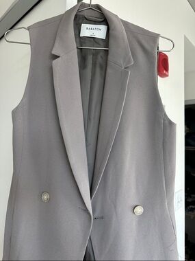 Babaton Sleeveless Double-Breasted Blazer Vest - Light Gray